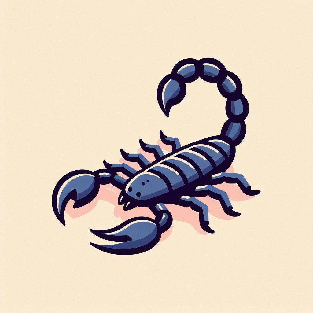 Illustration stylisée de scorpion cartoon.