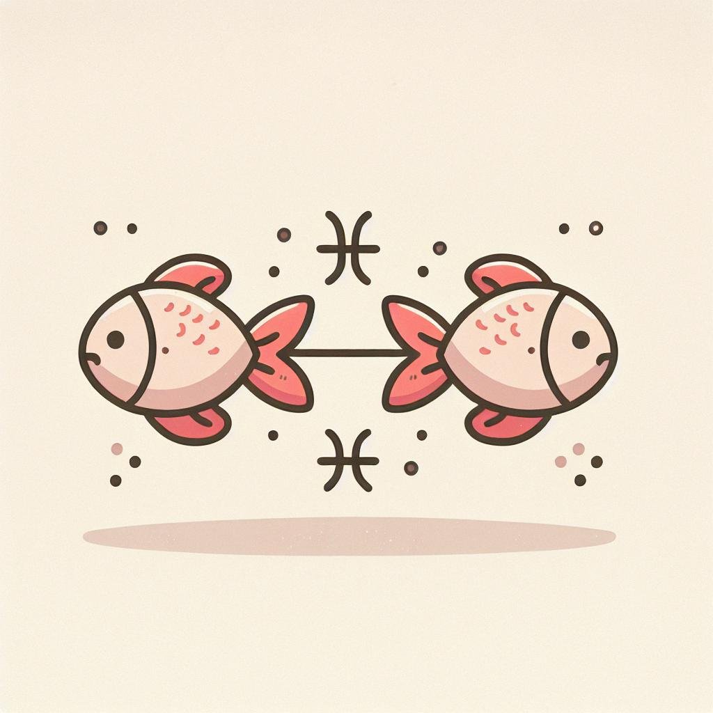 Deux poissons roses symétriques, motif zodiaque Poissons.